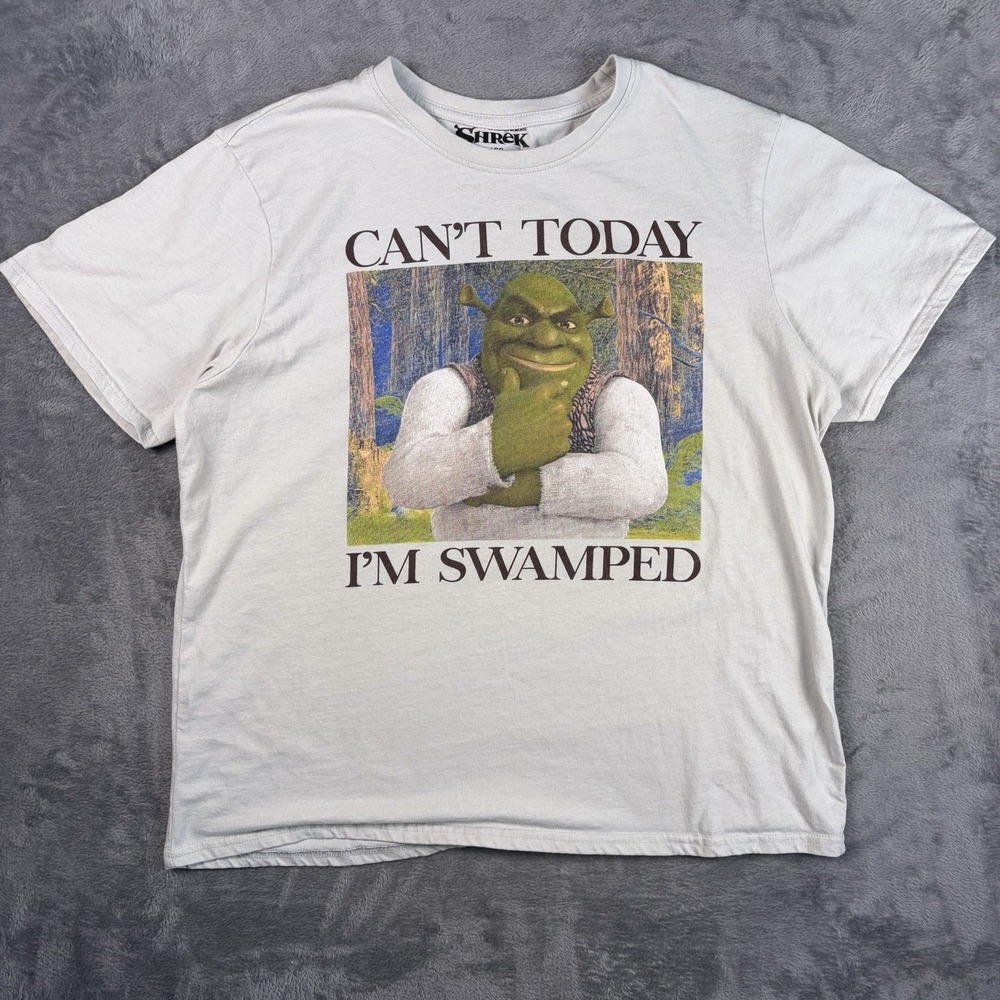 DreamWorks Shrek Graphic T-Shirt Men's XL White Short Sleeve Crewneck Meme Y2K